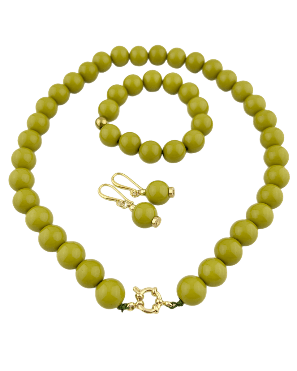 Set Grote Kraal 14 mm Olijf Groen - HanneHaves