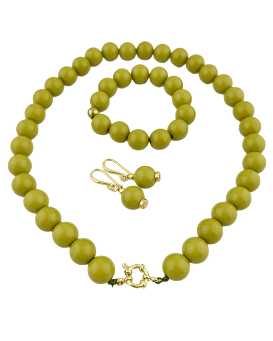 Set Grote Kraal 14 mm Olijf Groen - HanneHaves