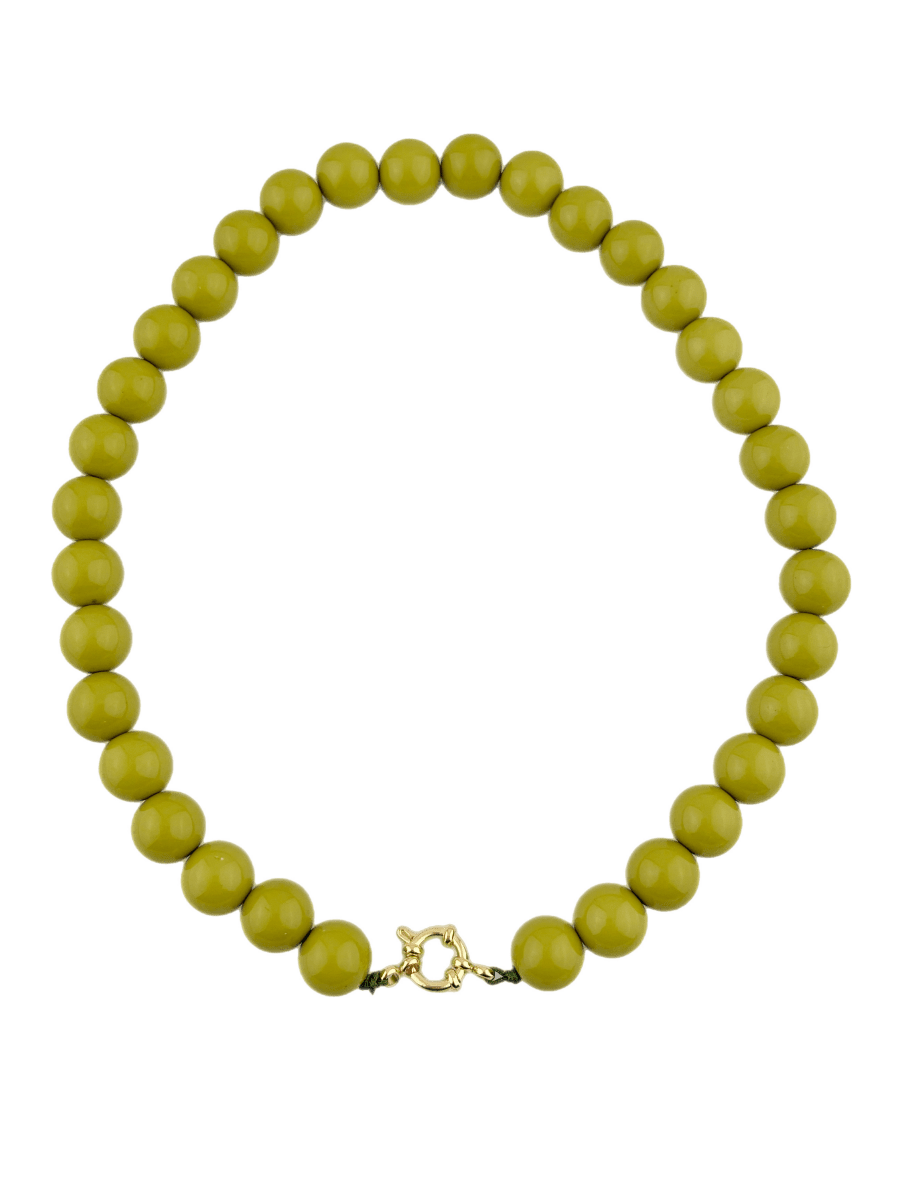 Set Grote Kraal 14 mm Olijf Groen - HanneHaves