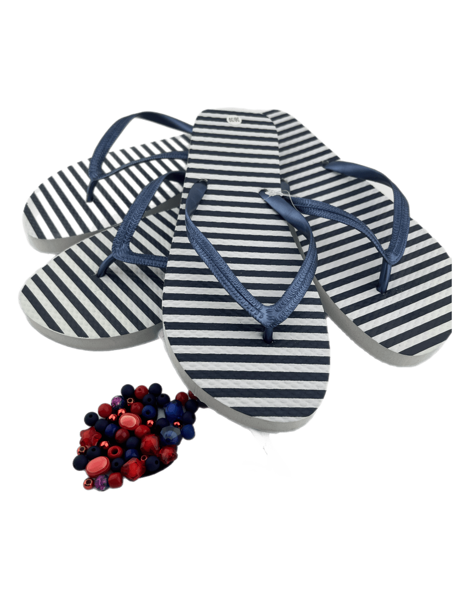 Teenslippers blauw wit gestreept - HanneHaves