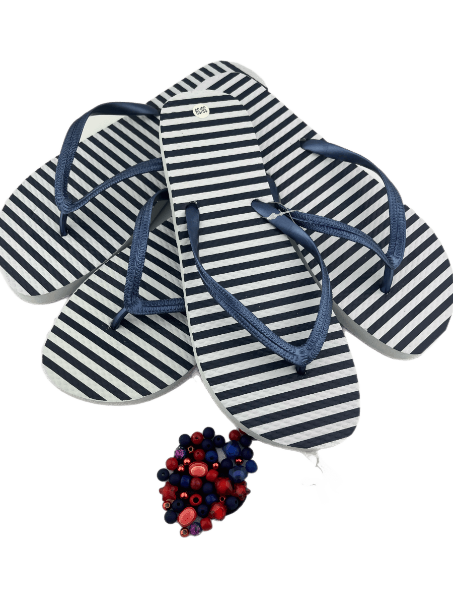 Teenslippers blauw wit gestreept - HanneHaves