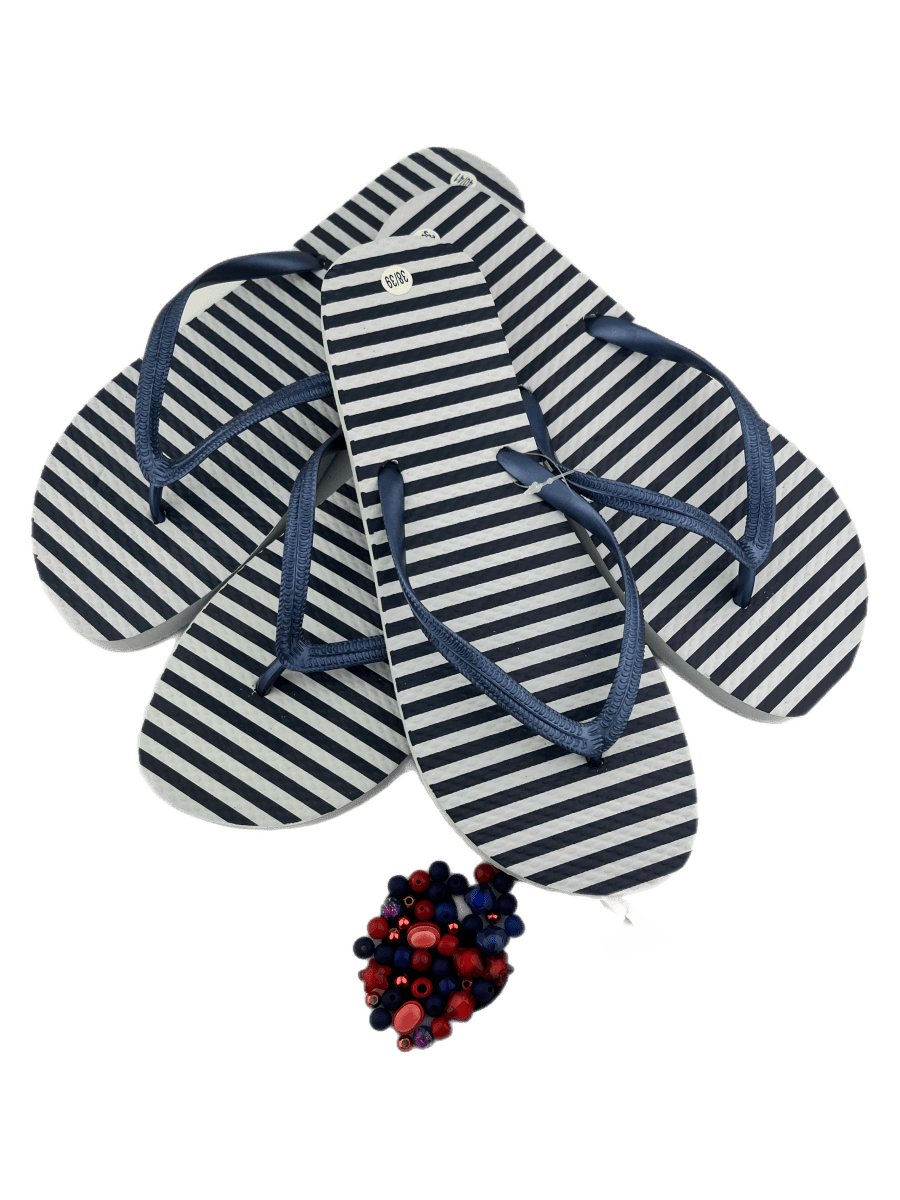 Teenslippers blauw wit gestreept - HanneHaves