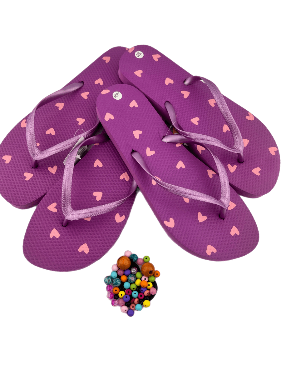 Teenslippers DIY Paars roze hartjes - HanneHaves