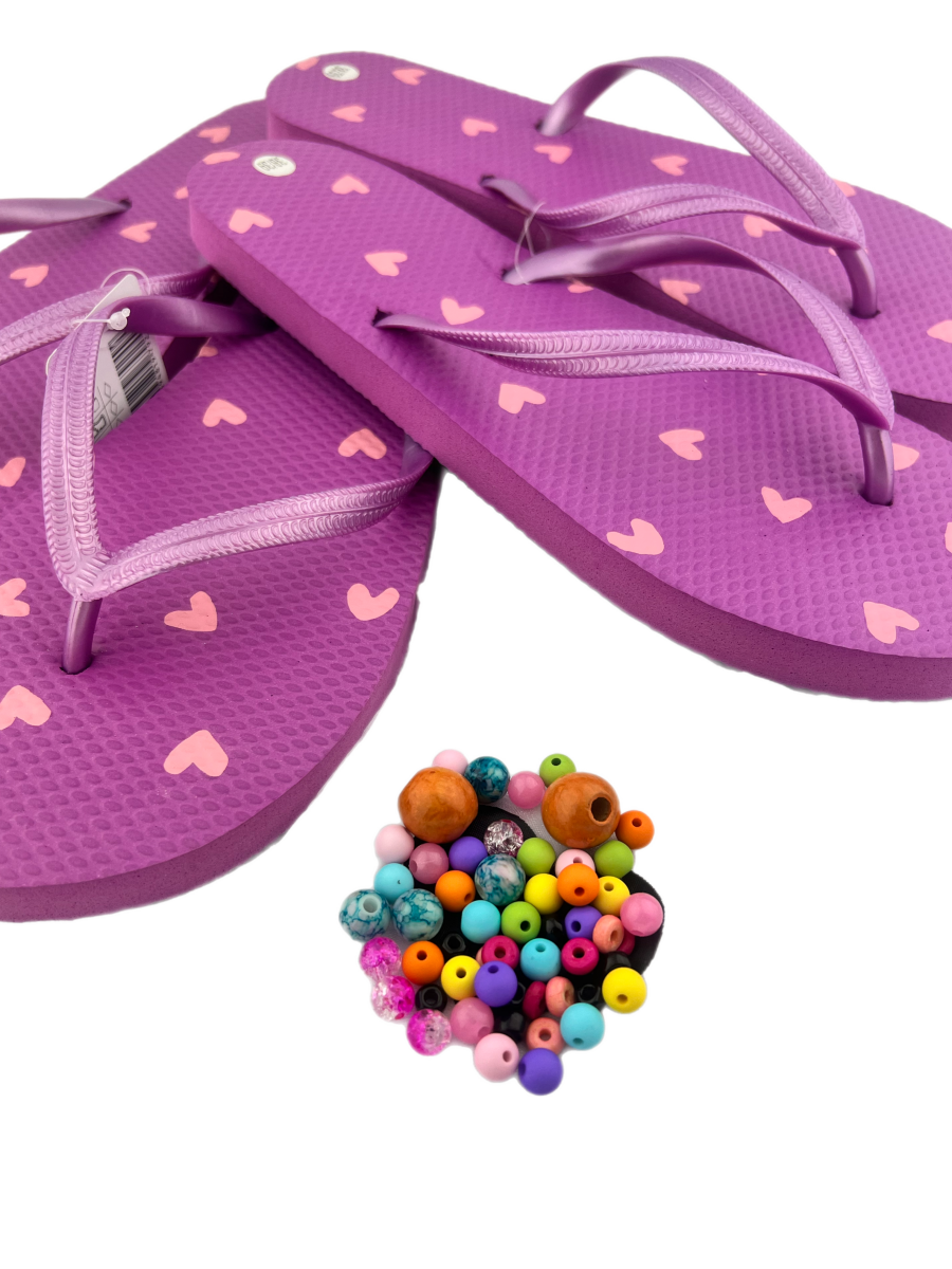Teenslippers DIY Paars roze hartjes - HanneHaves