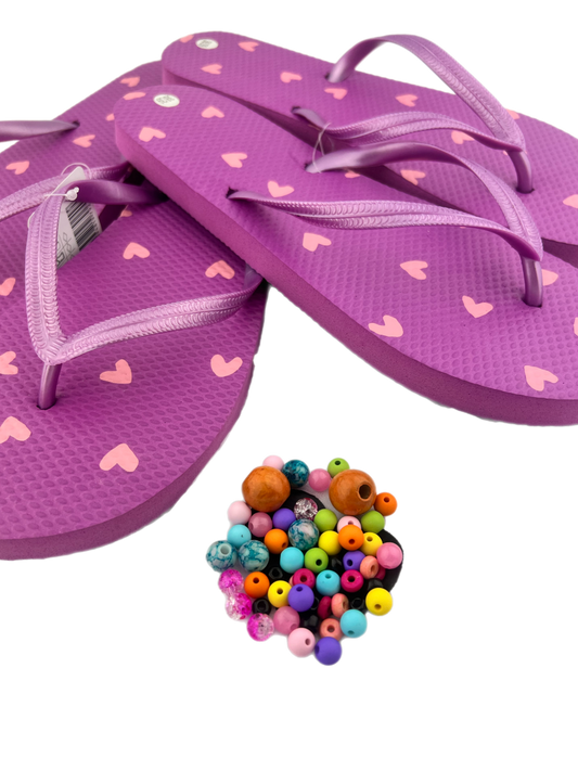 Teenslippers DIY Paars roze hartjes - HanneHaves