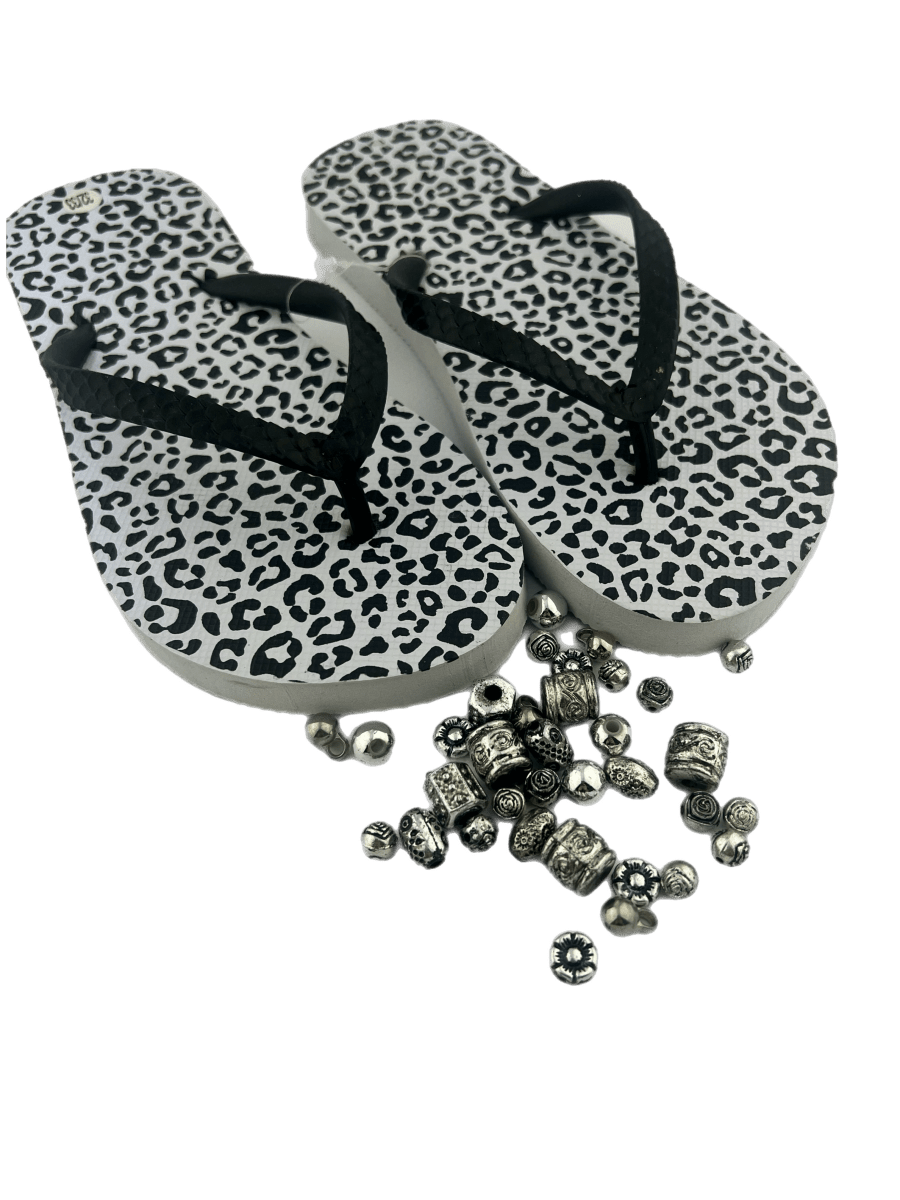 Teenslippers DIY Panter zwart wit - HanneHaves