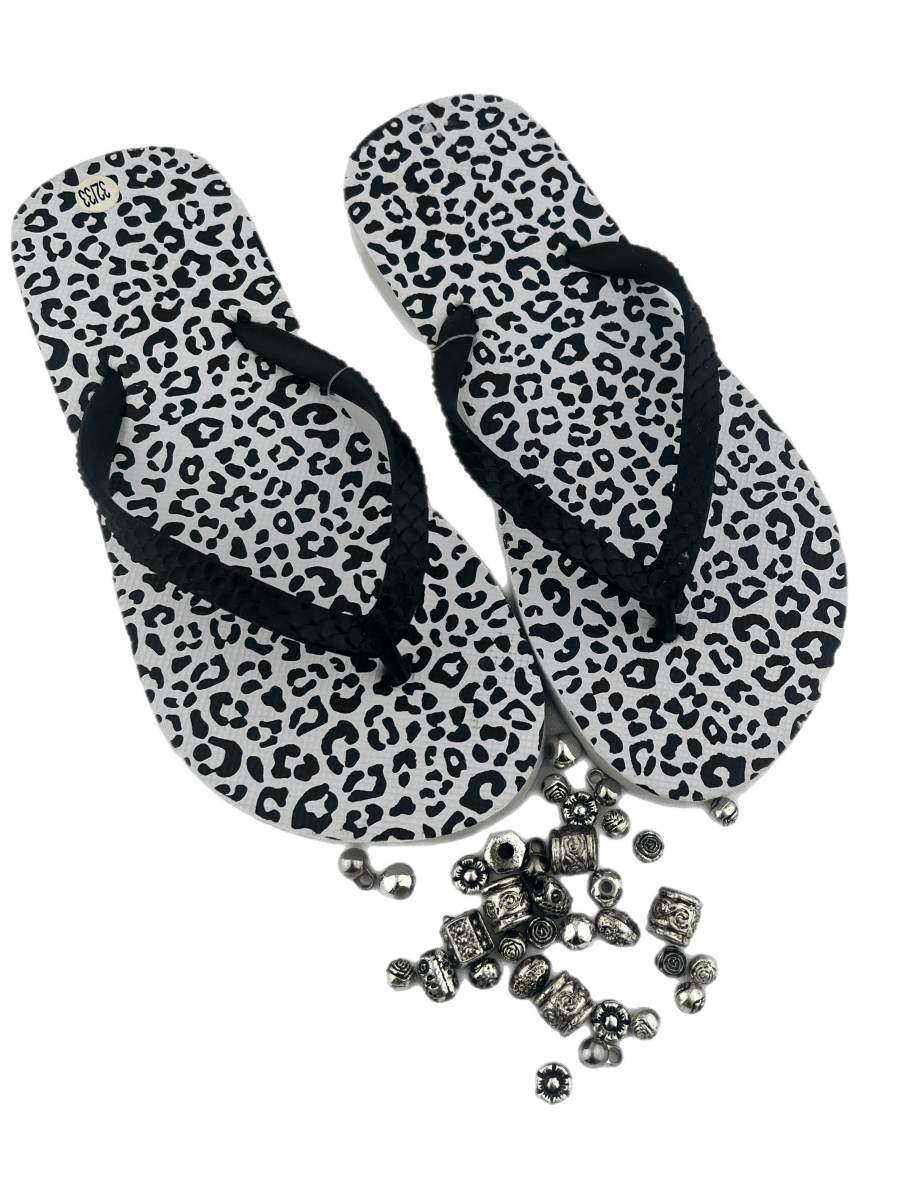 Teenslippers DIY Panter zwart wit - HanneHaves