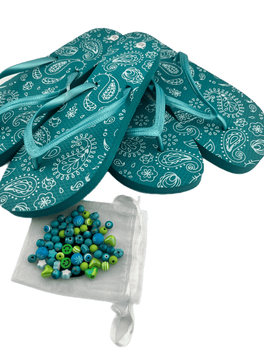 Teenslippers DIY Turquoise paisley - HanneHaves
