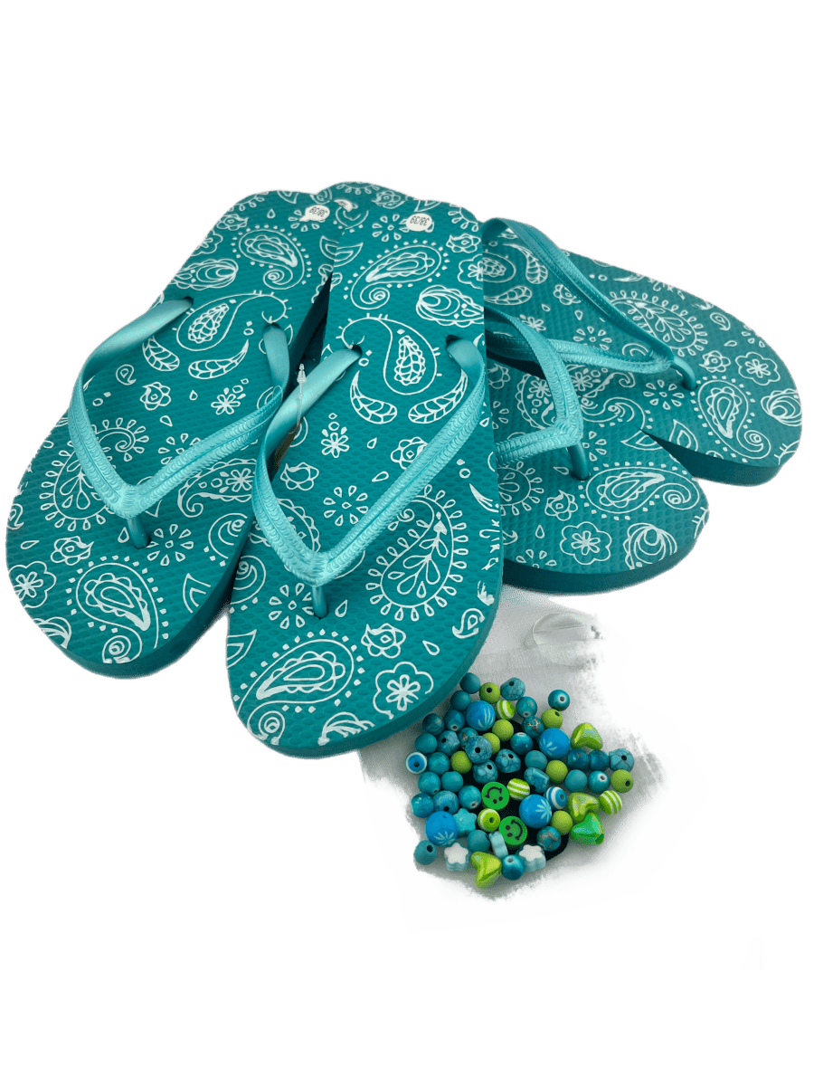 Teenslippers DIY Turquoise paisley - HanneHaves