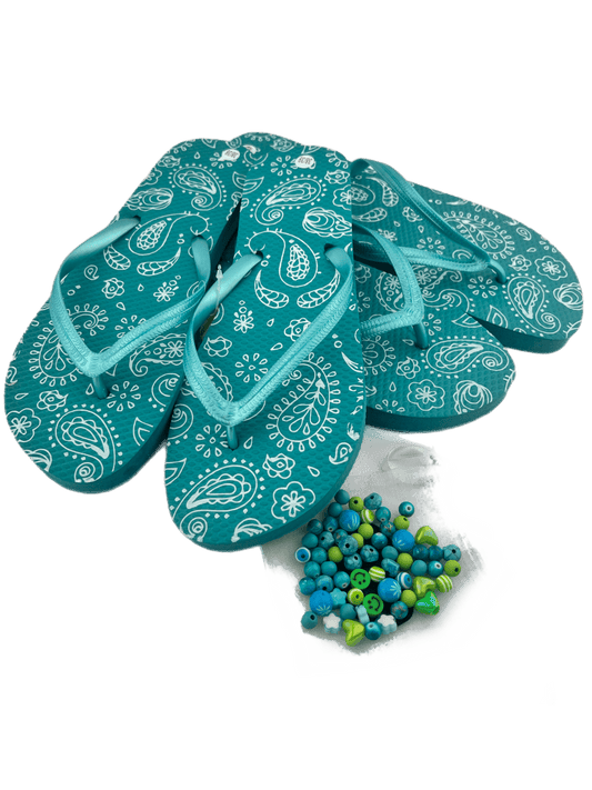 Teenslippers DIY Turquoise paisley - HanneHaves