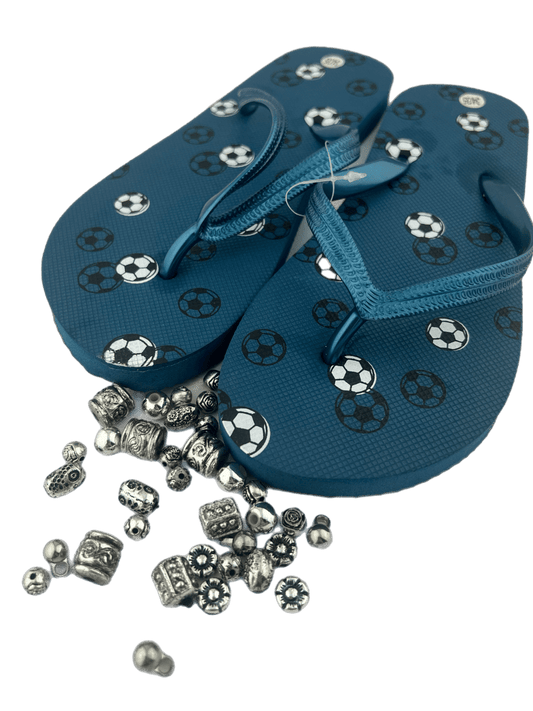 Teenslippers DIY Voetbal blauw - HanneHaves