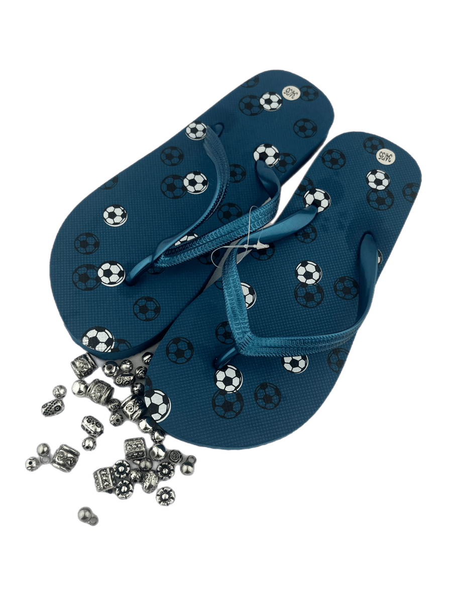 Teenslippers DIY Voetbal blauw - HanneHaves