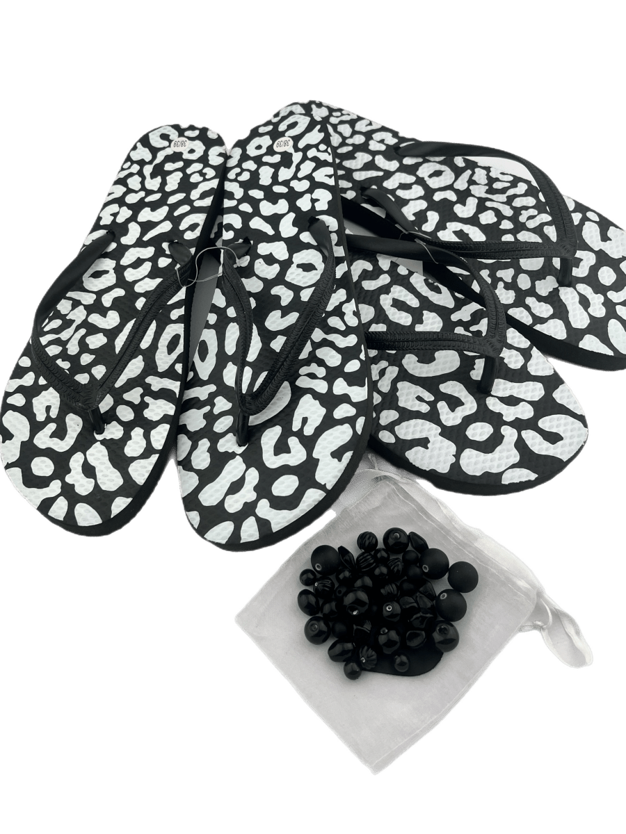 Teenslippers DIY zwart wit panter - HanneHaves