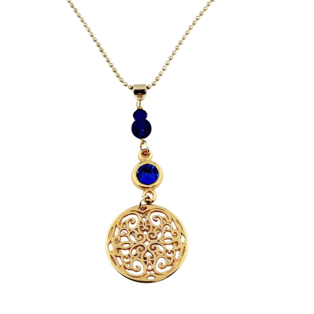 Lange ketting Bohemian Rosette Royal Blue