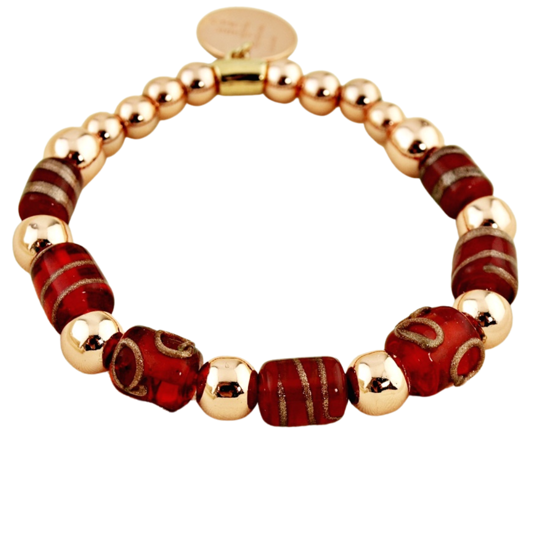 Armband Bohemien Mix koraal en rood