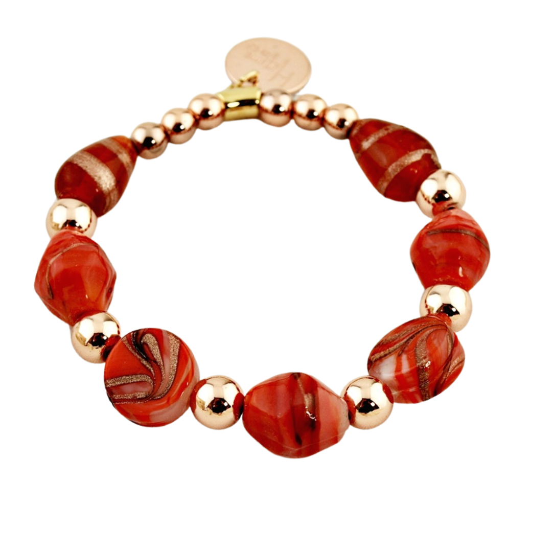 Armband Bohemien Mix koraal en rood