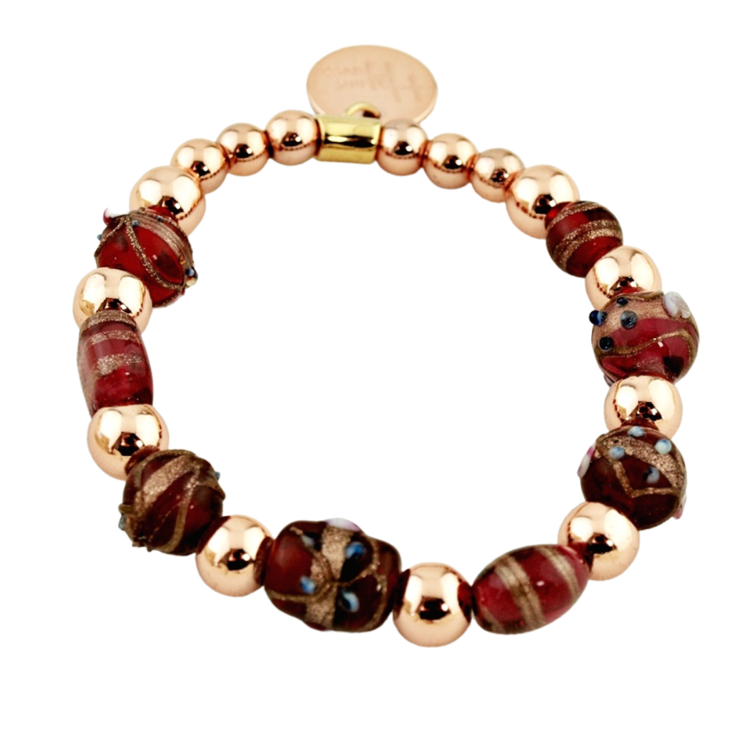Armband Bohemien Mix koraal en rood
