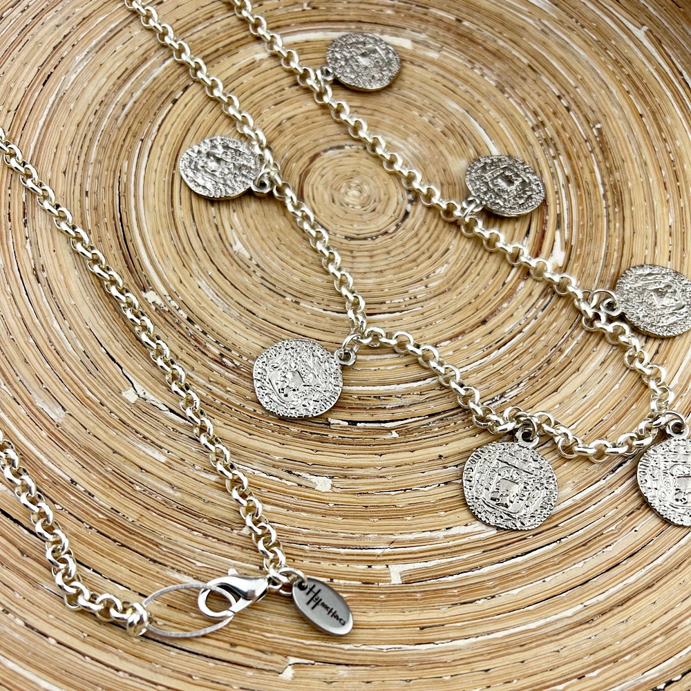 Coins ketting met muntjes in zilver