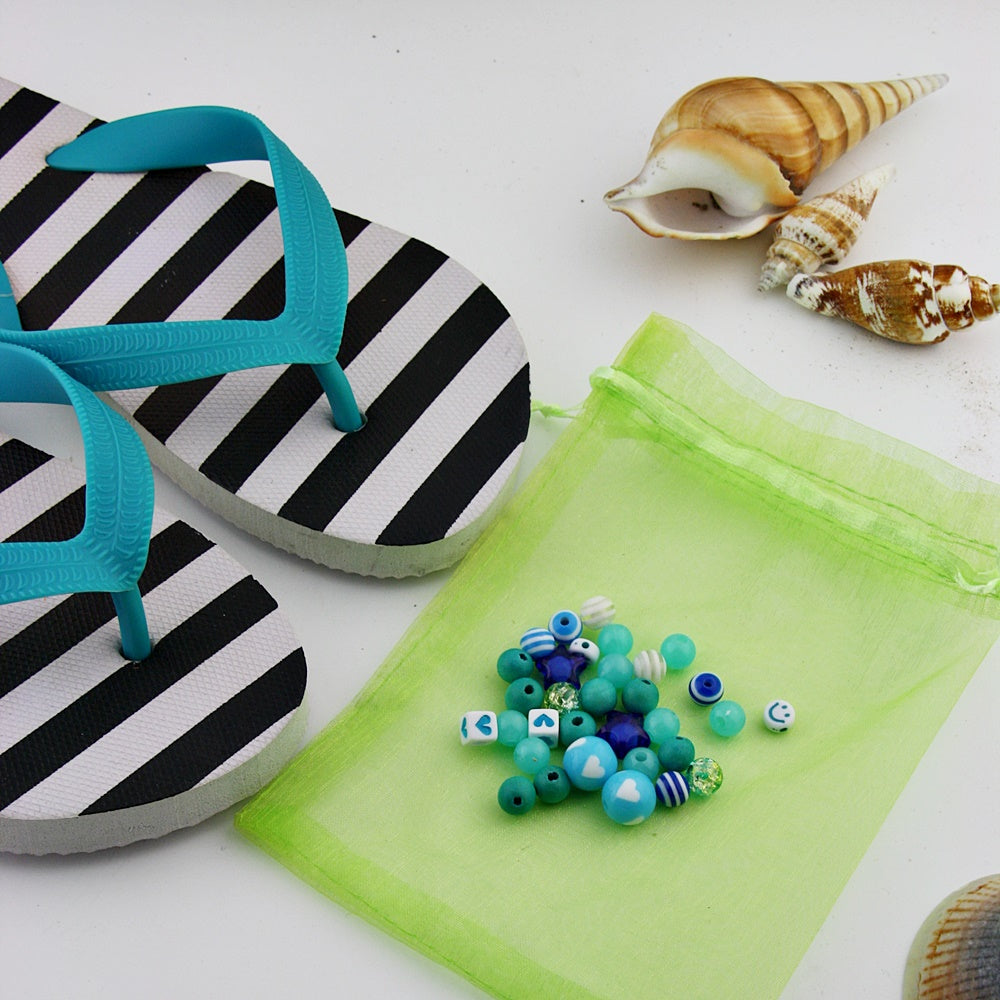 Teenslippers: Stripes Turquoise DIY