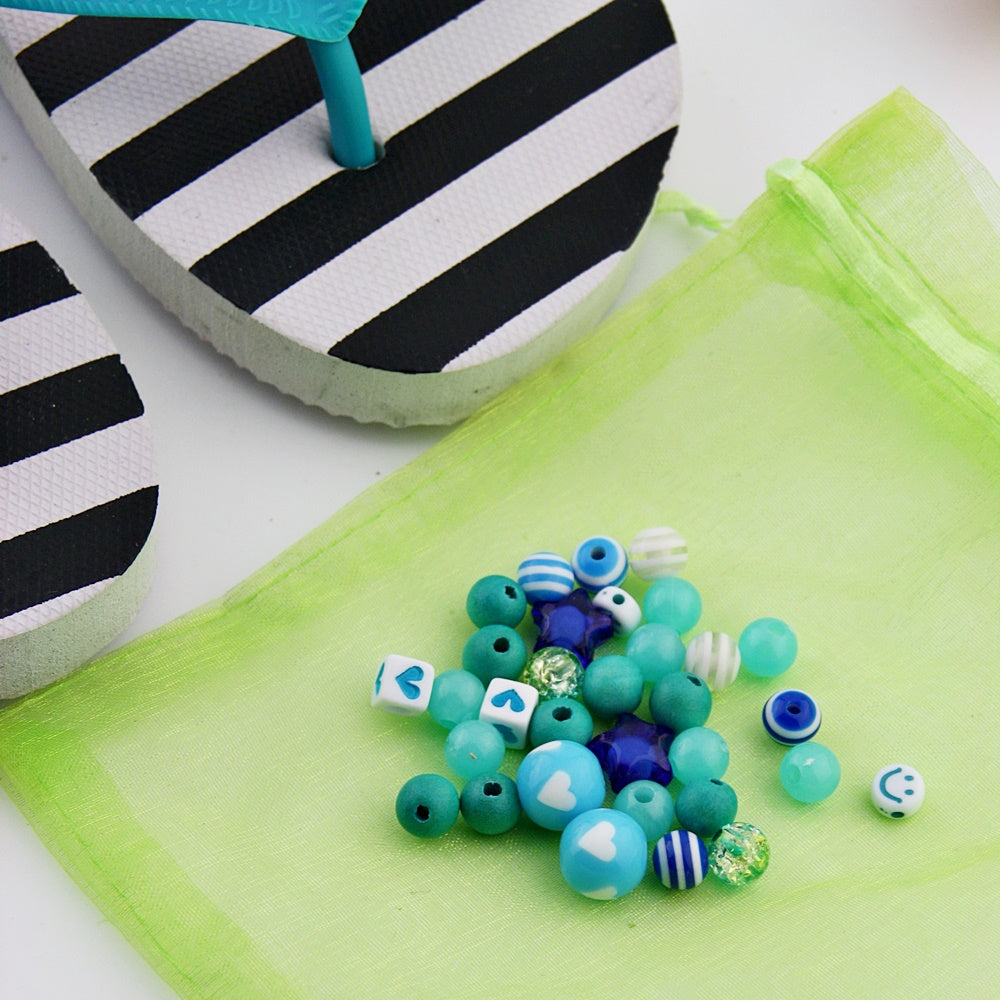 Teenslippers: Stripes Turquoise DIY