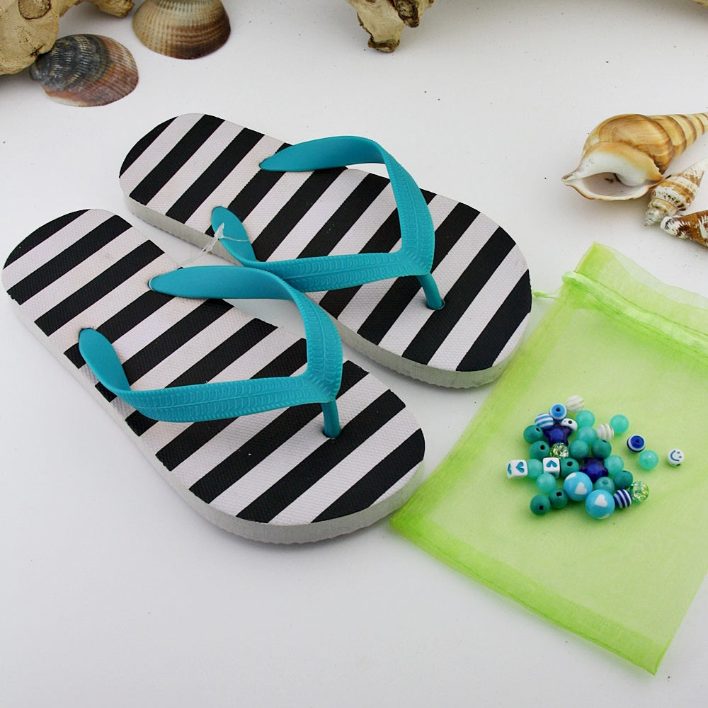 Teenslippers: Stripes Turquoise DIY