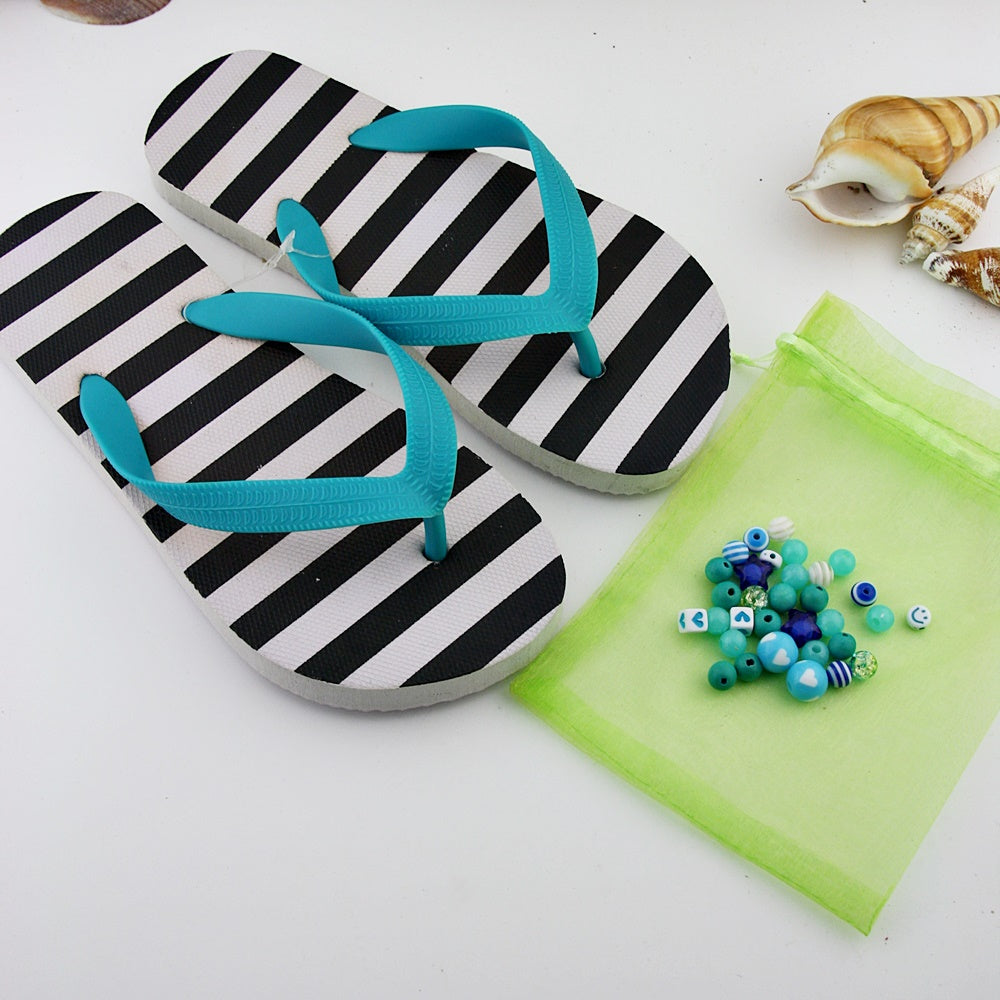 Teenslippers: Stripes Turquoise DIY
