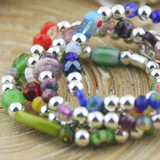 Armband BoHo Plata Colores