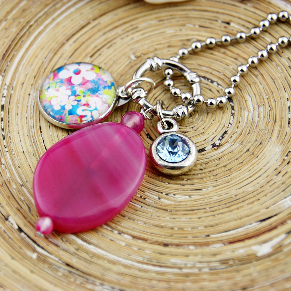 Lange ketting Pink Floral