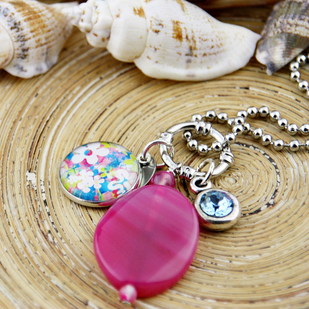 Lange ketting Pink Floral