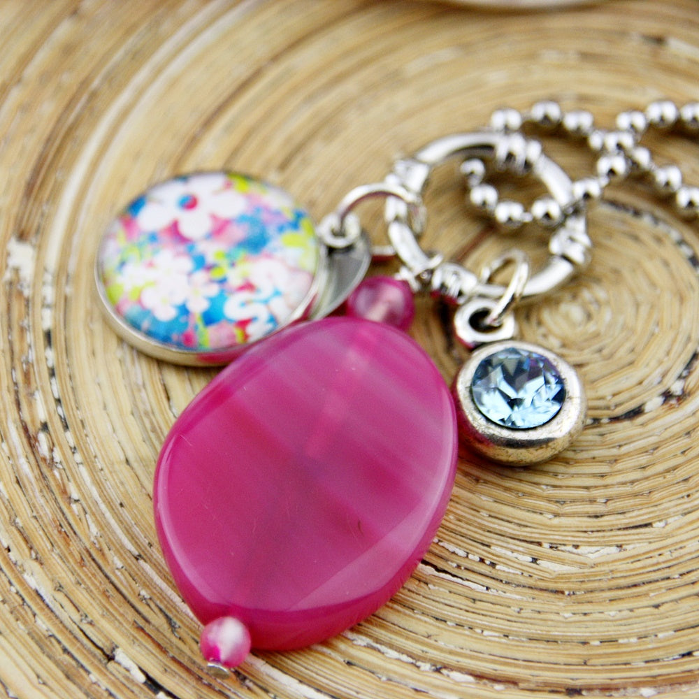 Lange ketting Pink Floral