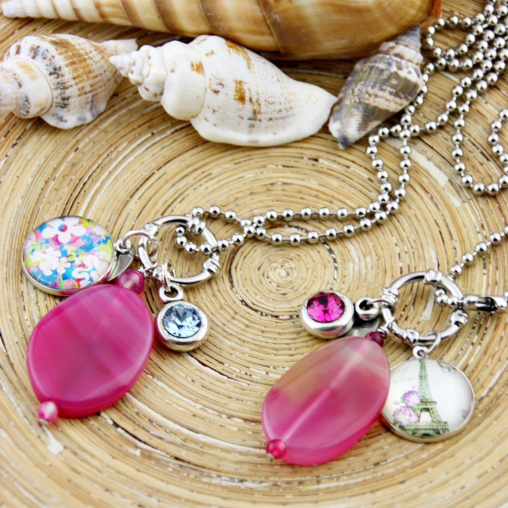 Lange ketting Pink Floral