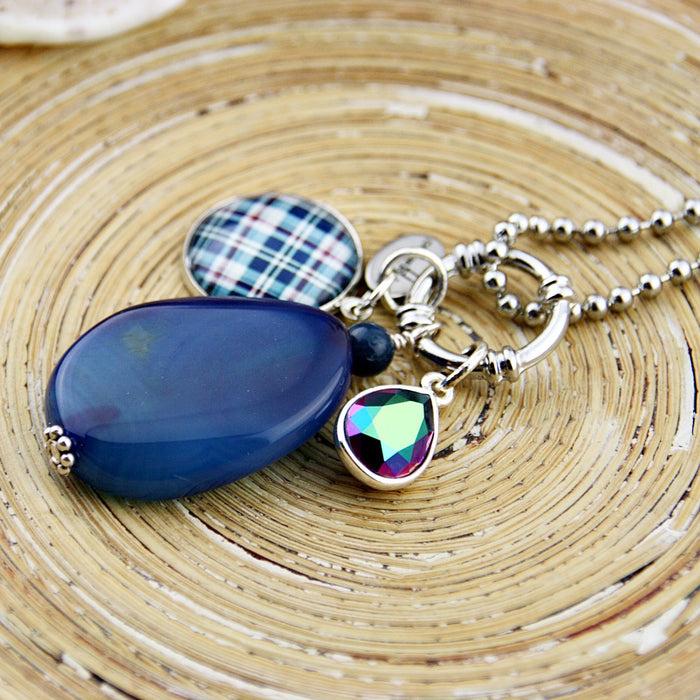 Lange ketting Blue Checkered