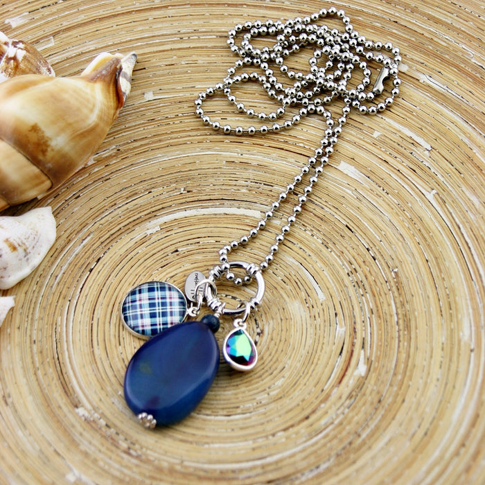 Lange ketting Blue Checkered