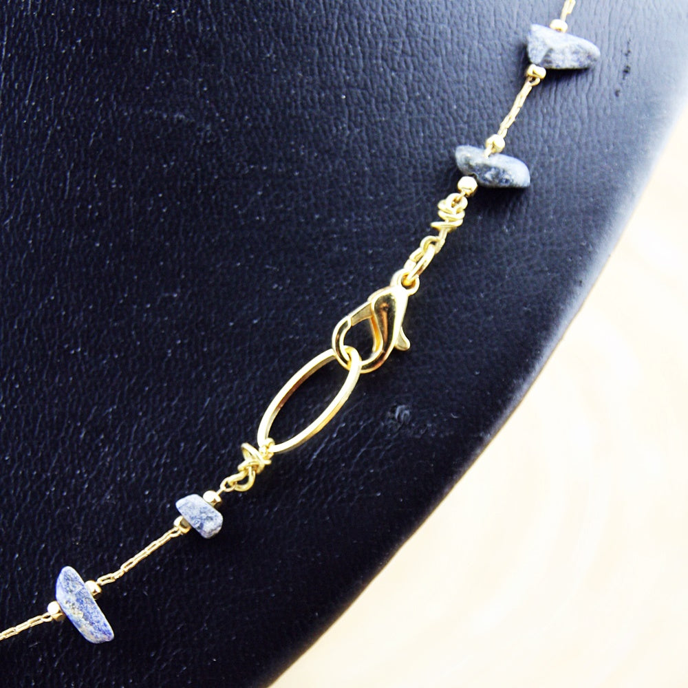 Korte ketting: Golden Blue Chunks