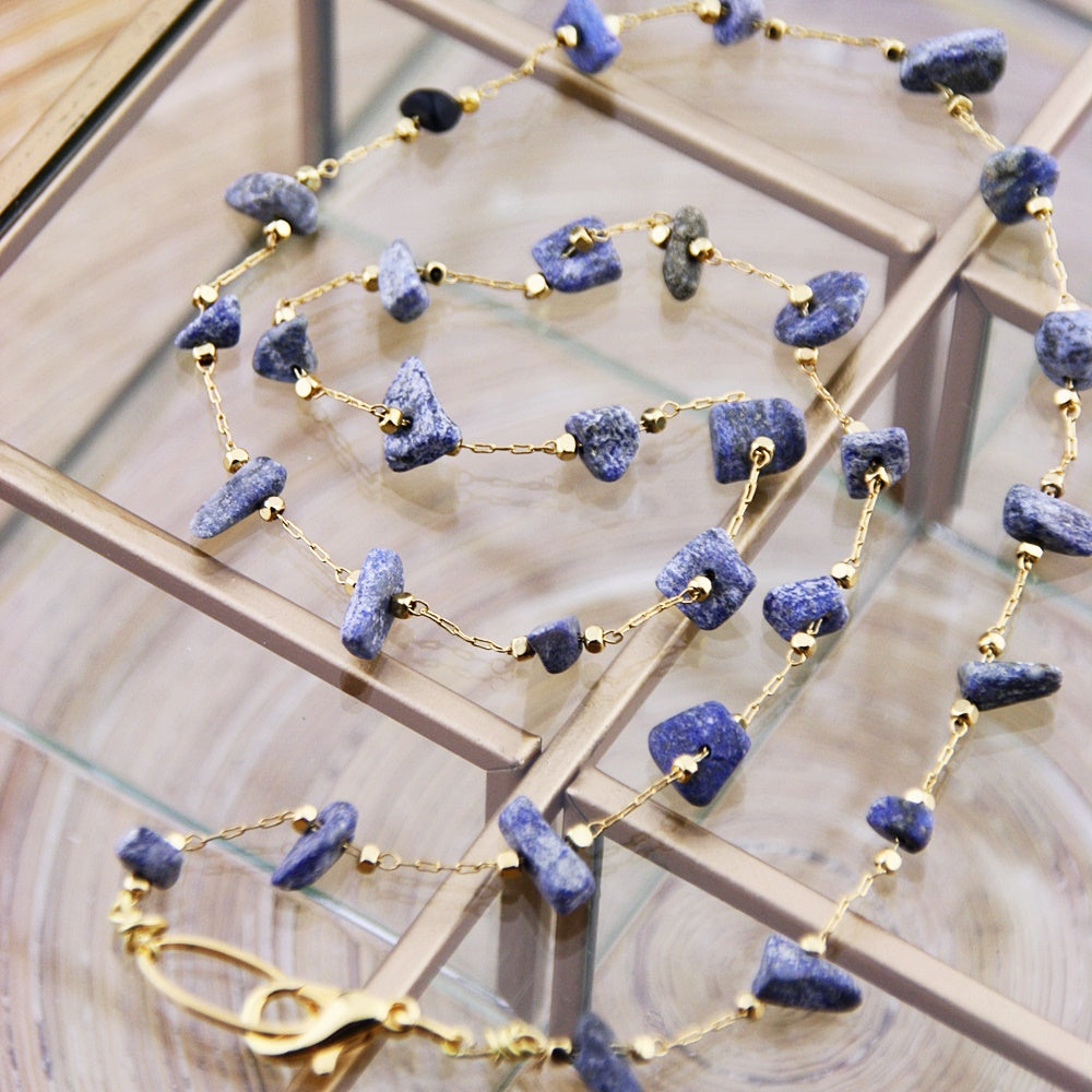 Korte ketting: Golden Blue Chunks