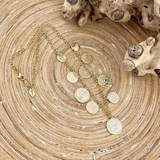 Coins ketting met muntjes in goud 