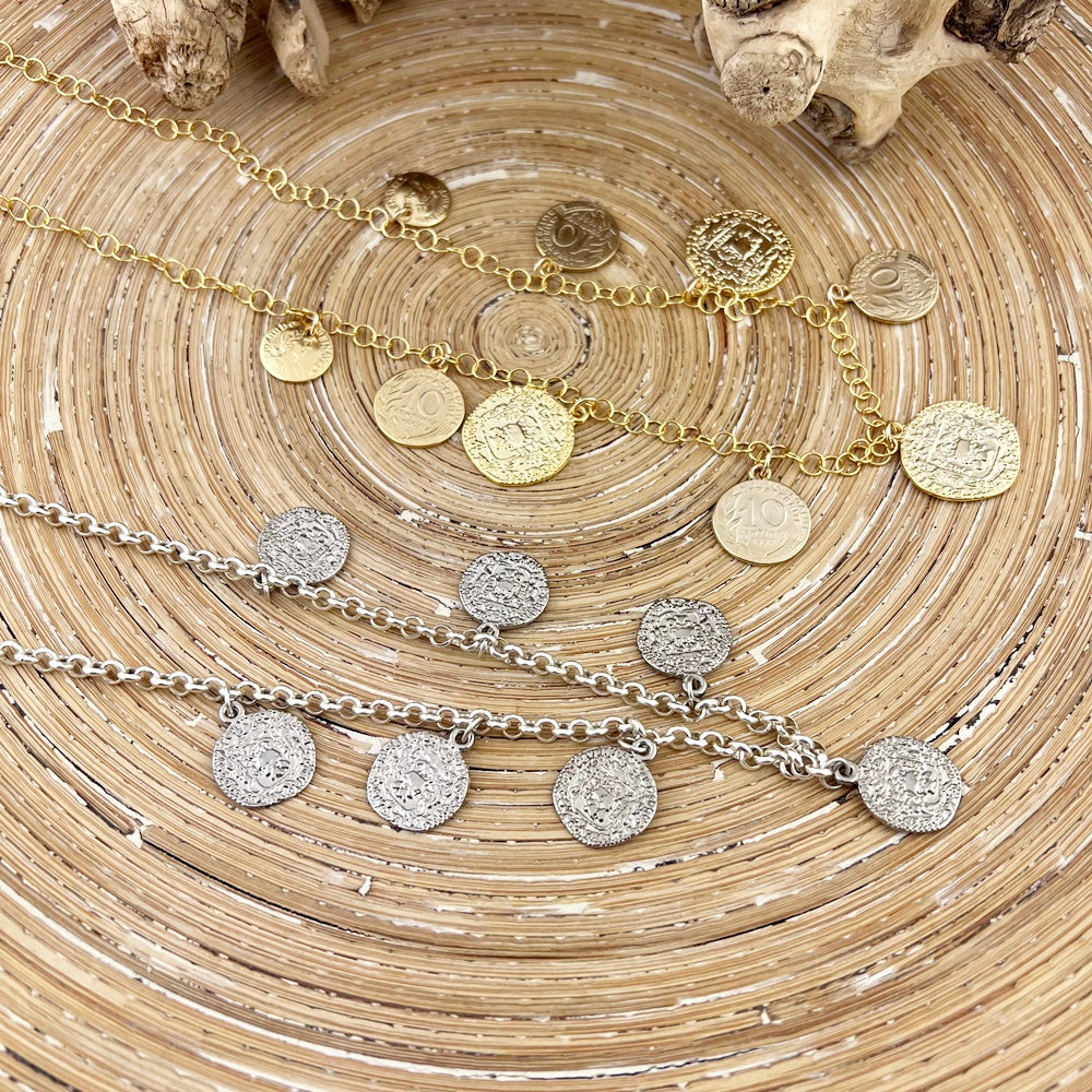 Coins ketting met muntjes in goud en zilver