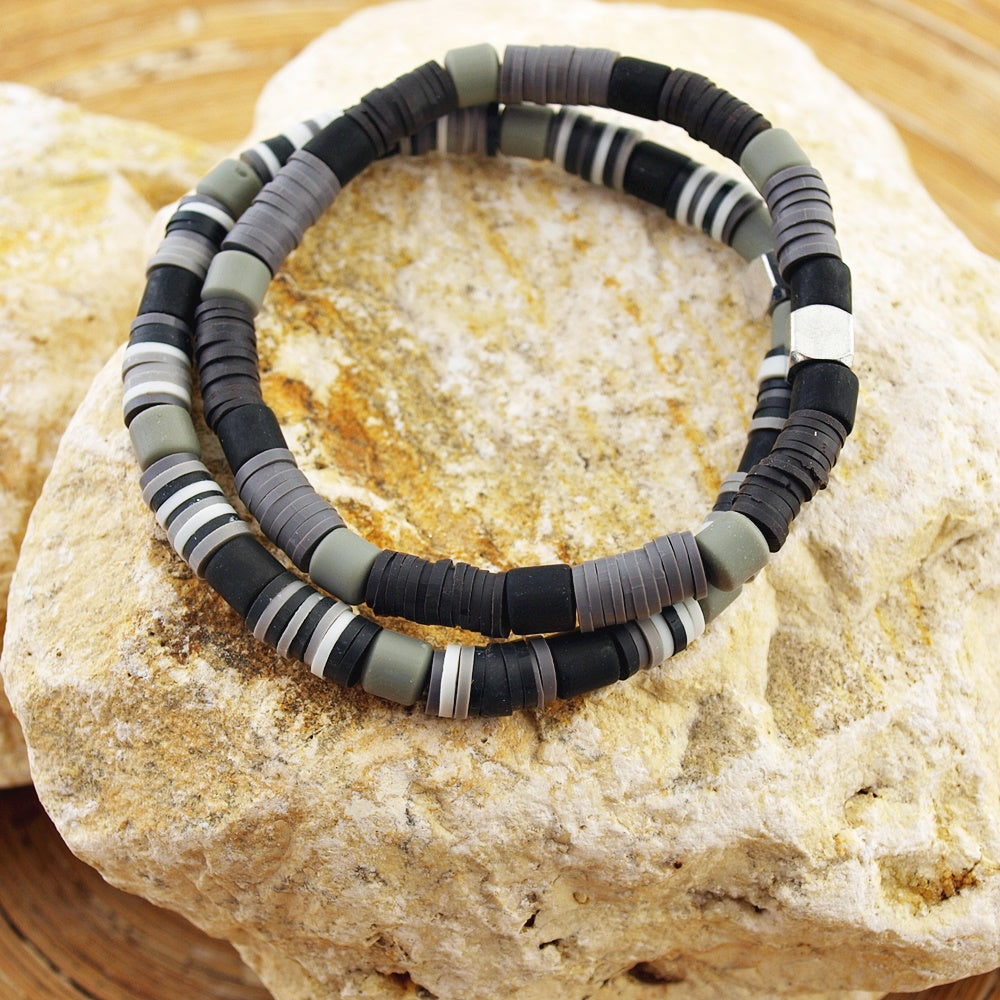 Surfer Armbanden Alejo bruin, groen & grijs