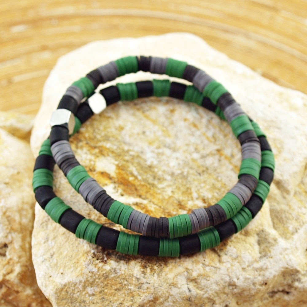 Surfer Armbanden Alejo bruin, groen & grijs