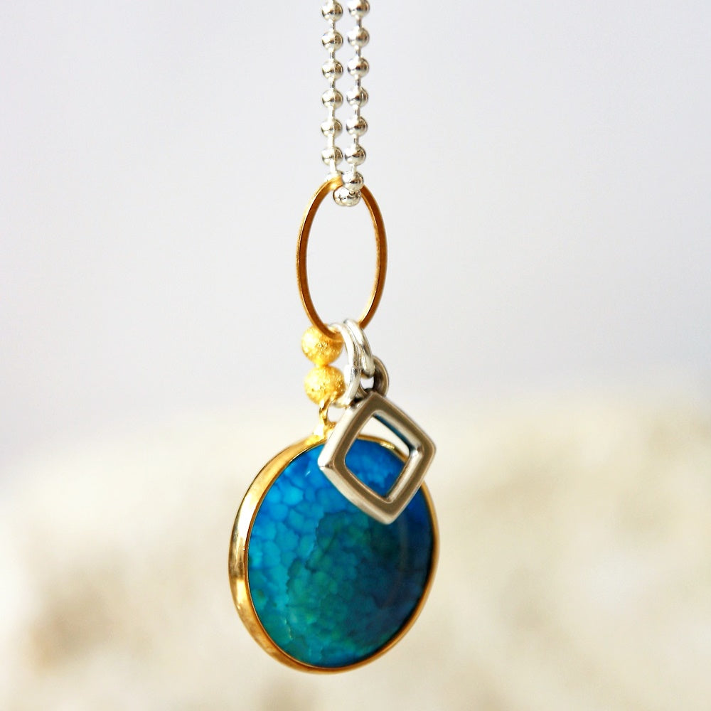 Lange ketting Turquoise Silver Gold