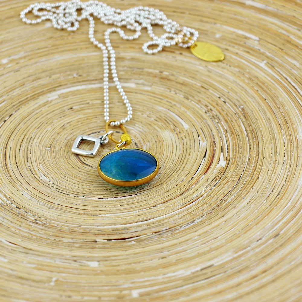 Lange ketting Turquoise Silver Gold