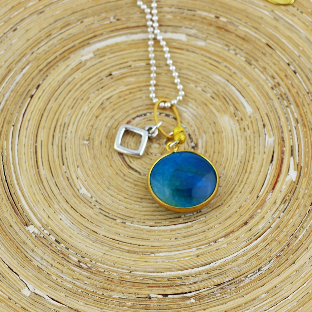 Lange ketting Turquoise Silver Gold