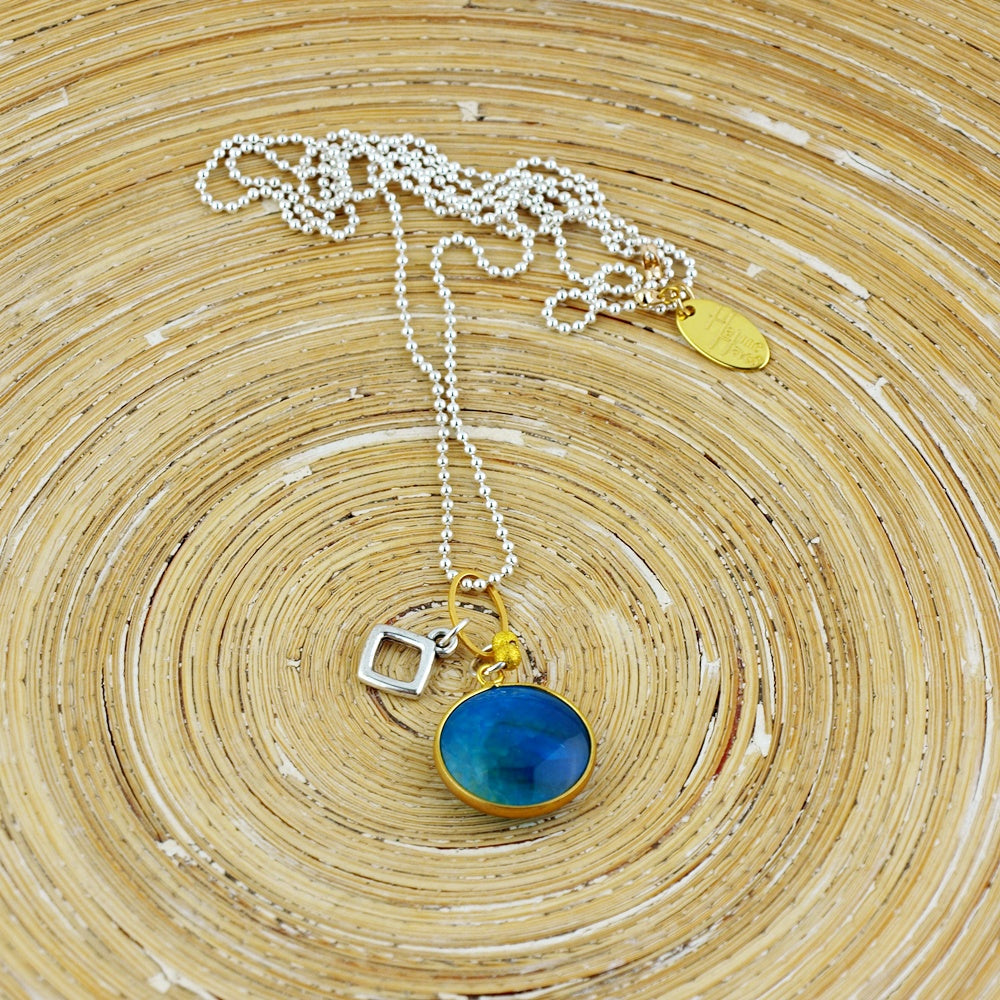 Lange ketting Turquoise Silver Gold