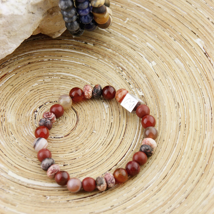 Natuursteenarmband Cubes Stone Fire
