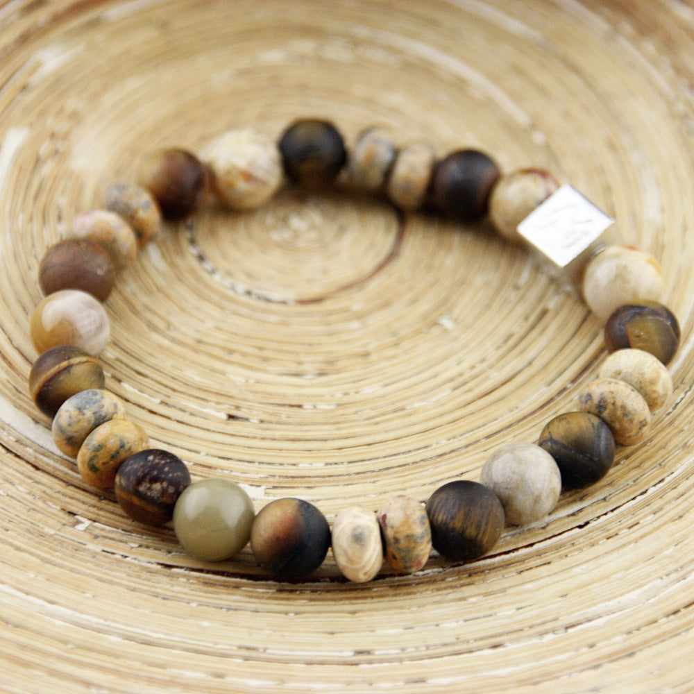 Natuursteenarmband Cubes Stone Brown