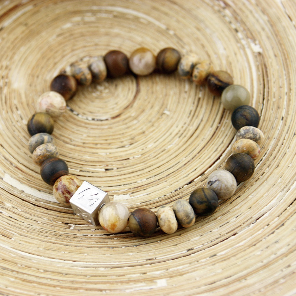 Natuursteenarmband Cubes Stone Brown