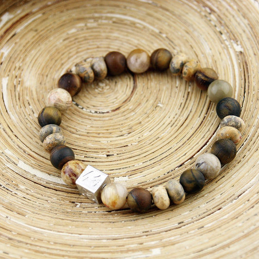 Natuursteenarmband Cubes Stone Brown