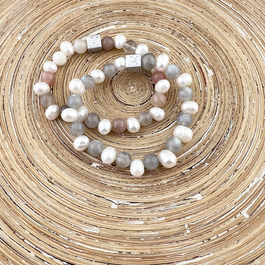 Natuursteenarmband Pearls & Gems Luna