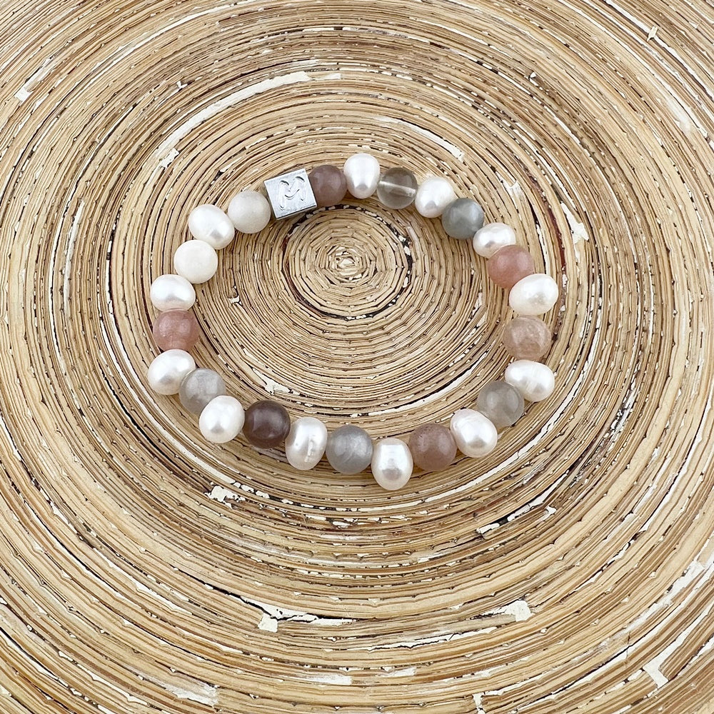 Natuursteenarmband Pearls & Gems Luna