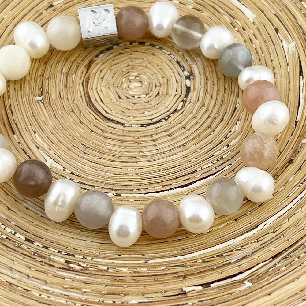 Natuursteenarmband Pearls & Gems Luna